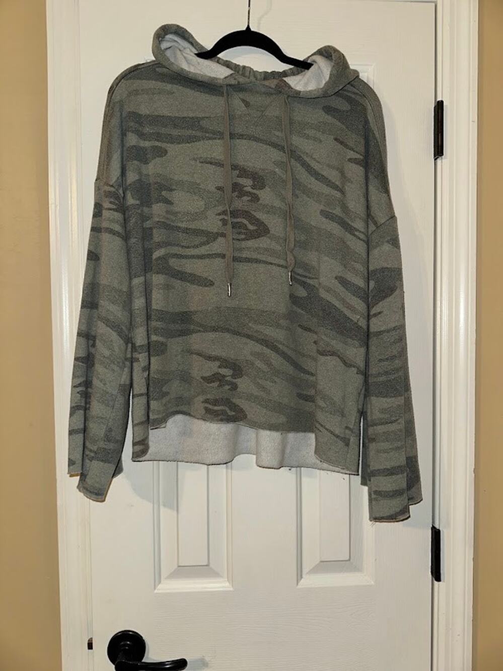 "The Loft" Washed Green Camo Print Pullover Hoodie